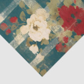 Country Grunge Distressed Plaid Floral Decoupage Tissuepapier (Detail)