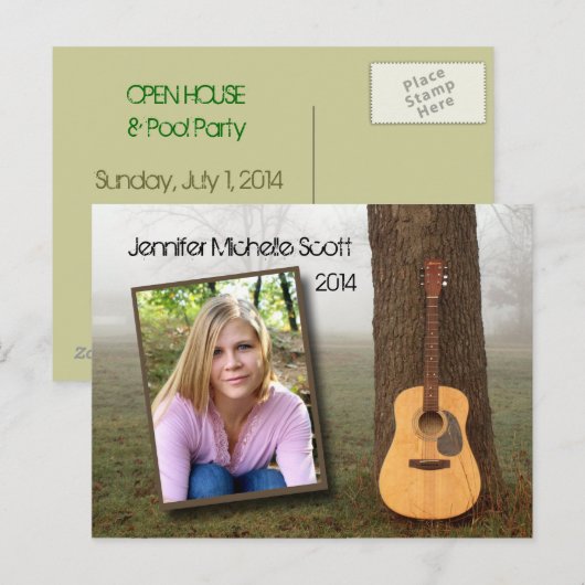 Country Guitar Open huis Uitnodiging Briefkaart (Voorkant / Achterkant)
