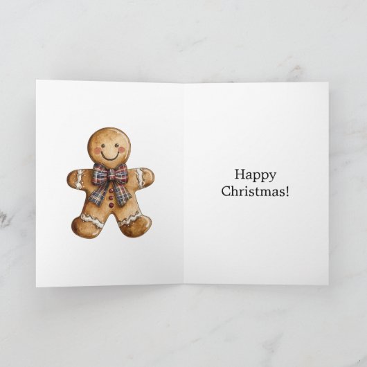 Country Happy Gingerbread Cookie Christmas Kaart (Binnen)