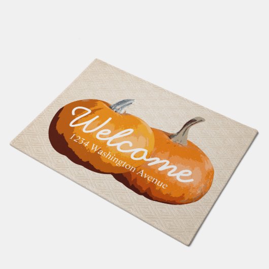 Country Harvest Pumpkins Welcome - Gepersonaliseer Deurmat (Schuin)