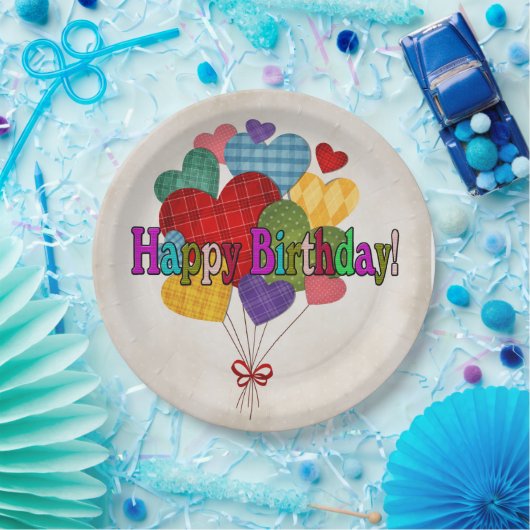 Country Heart Balloons Papieren Bordje (Feest)