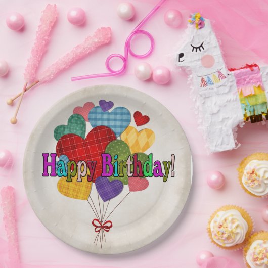 Country Heart Balloons Papieren Bordje (Feest)