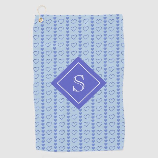 Country Heart Stripes Patroon Monogram Golfhanddoek (Voorkant)