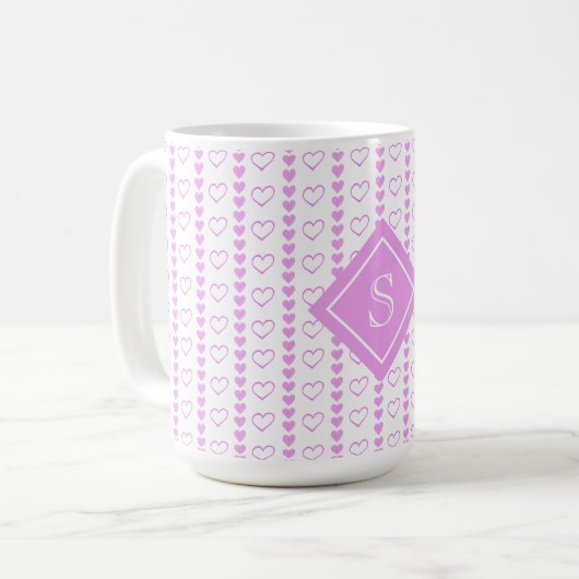Country Heart Stripes Patroon Monogram Koffiemok (Voorkant links)