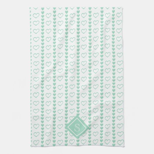 Country Heart Stripes Patroon Monogram Theedoek (Verticaal)