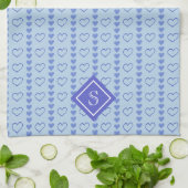 Country Heart Stripes Patroon Monogram Theedoek (Gevouwen)