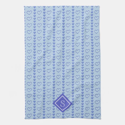 Country Heart Stripes Patroon Monogram Theedoek (Verticaal)