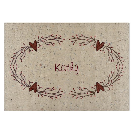 Country Hearts en Pip Berry glazen snijplank (Voorkant)