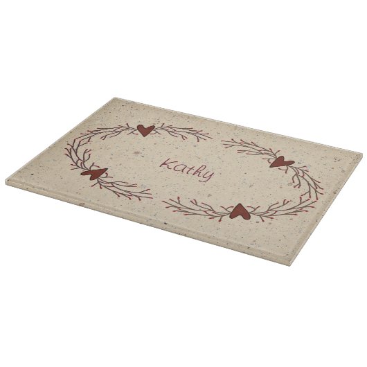 Country Hearts en Pip Berry glazen snijplank (Hoek)