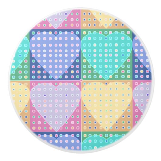 Country hearts quiltblokken keramische knop (Voorkant)