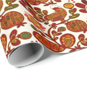 Country Hen Folk Art Cadeaupapier (Rol Hoek)