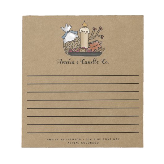 Country Herfst Candles Kraft Custom Note Pad Notitieblok (Voorkant)