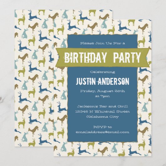 Country Herten Verjaardagsfeestje Kaart (Voorkant / Achterkant)