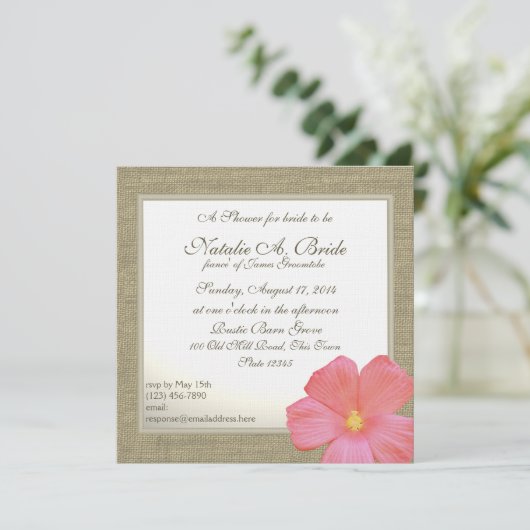 Country Hibiscus Tropicl Vrijgezellenfeest Kaart (Staand voorkant)