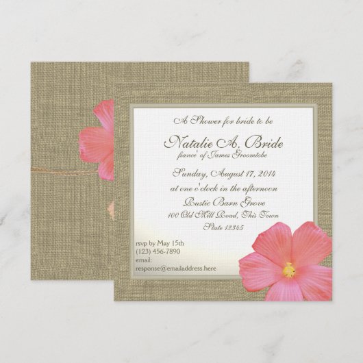 Country Hibiscus Tropicl Vrijgezellenfeest Kaart (Voorkant / Achterkant)