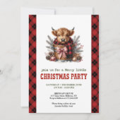 Country highland cow Christmas party invitation Kaart (Voorkant)