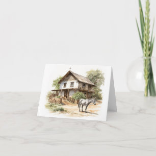 Country Home met Paard in de Voortuin BLANK Kaart