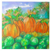 Country Home Pompoen Patch Herfstbomen Tegeltje (Voorkant)