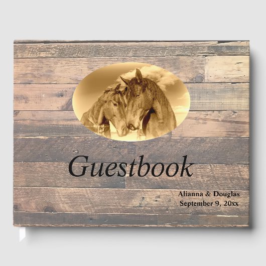 Country Horses Sepia Guestbook Gastenboek (Voorkant)