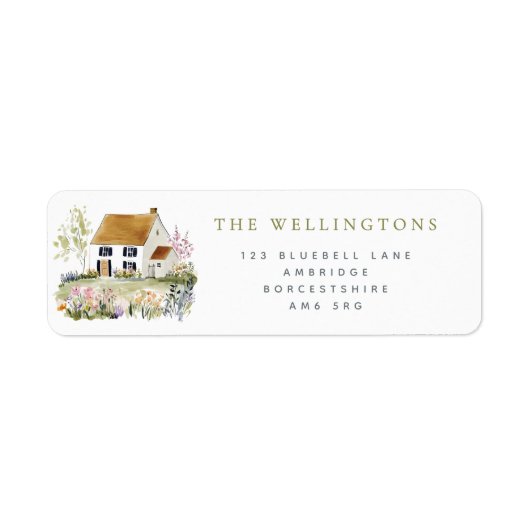Country House & Wildflowers Return Address Label (Voorkant)
