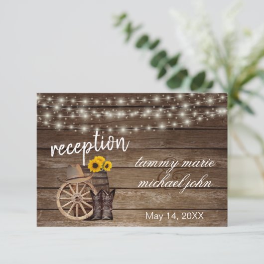 Country Houten Vat Zonnebloemen - Ontvangst Kaart (Staand voorkant)