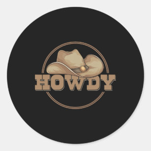 Country Howdy Cowboy Pet Western Cowboy Ronde Sticker