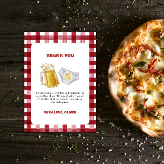 Country Huggies Chuggies Beer Diaper Baby Shower  Bedankkaart