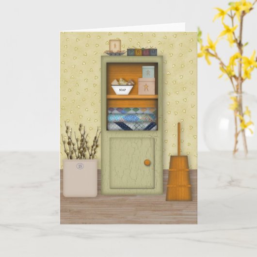 Country Hutch Note Card Kaart (Gele Bloem)