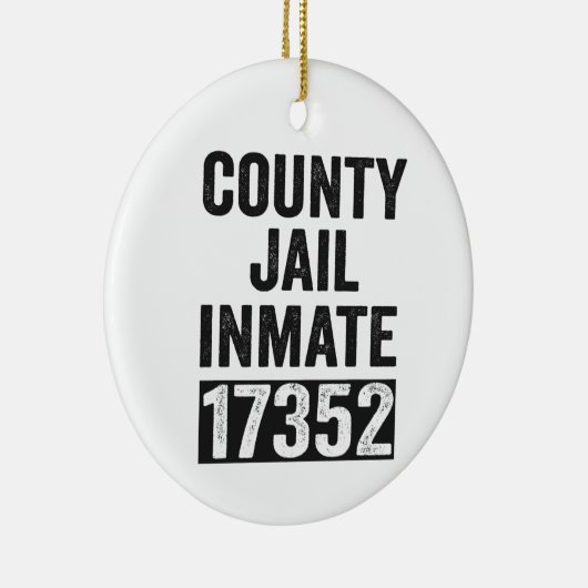 Country Jail Inmate 17352 Funny Halloween Prison Keramisch Ornament (Rechts)