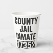 Country Jail Inmate 17352 Funny Halloween Prison Papieren Bekers (Voorkant)