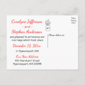 Country Just Married Wedding Mason Jar Zwart Rood Aankondigingskaart (Achterkant)