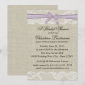 Country Kant en Burlap met Lavendel Boog Douche Kaart (Voorkant / Achterkant)