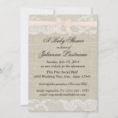 Country Kant en Burlap met Roze Boog Douche Kaart (Voorkant)