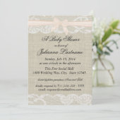 Country Kant en Burlap met Roze Boog Douche Kaart (Staand voorkant)