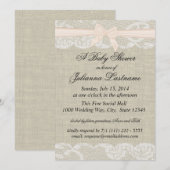 Country Kant en Burlap met Roze Boog Douche Kaart (Voorkant / Achterkant)