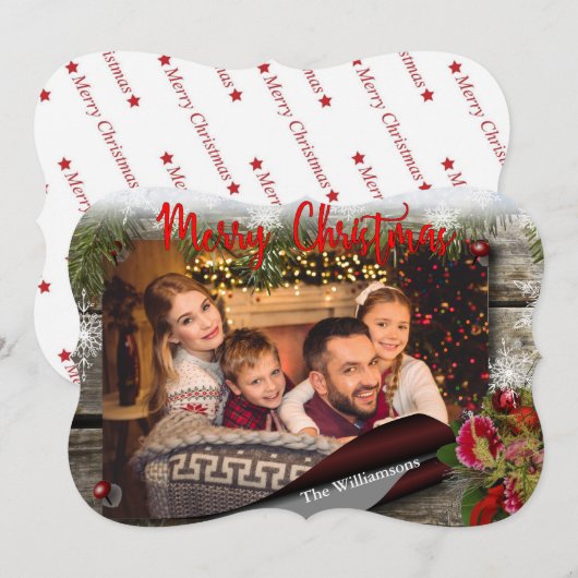 Country Kerstbulletin Board Fancy snijden Kaart (Voorkant / Achterkant)