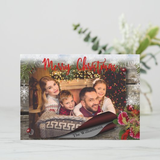 Country Kerstbulletin Board Foto Briefkaart (Staand voorkant)