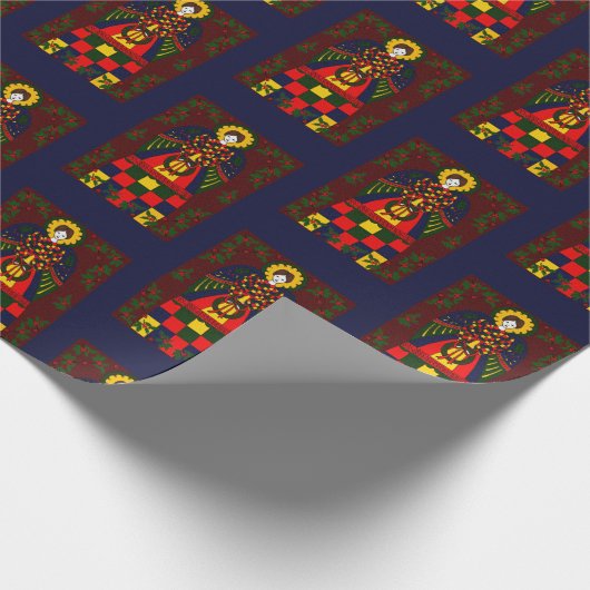 Country kerstengel cadeaupapier (Hoek)