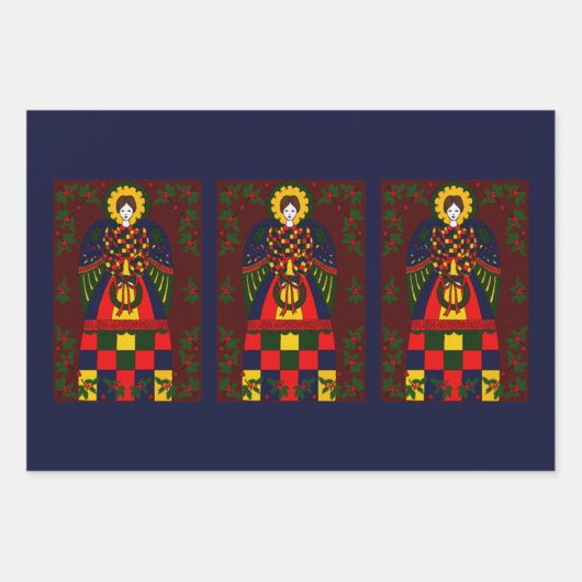 Country kerstengel inpakpapier vel (Voorkant 2)