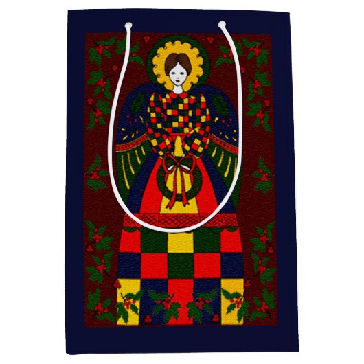 Country kerstengel medium cadeauzakje (Voorkant)