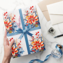 Country Kerstmis In het Zuiden Bloemen Magnolia Cadeaupapier