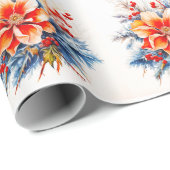 Country Kerstmis In het Zuiden Bloemen Magnolia Cadeaupapier (Rol Hoek)