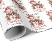 Country kerstwensen met twee biggen cadeaupapier (Rol Hoek)