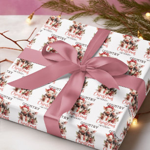 Country kerstwensen met twee biggen cadeaupapier