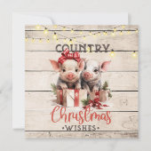 Country kerstwensen met twee biggen kaart (Voorkant)