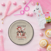 Country kerstwensen met twee biggen papieren bordje (Feest)