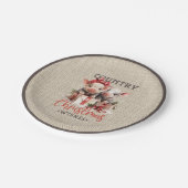 Country kerstwensen met twee biggen papieren bordje (Gekanteld)