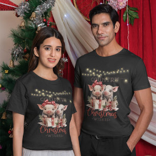 Country kerstwensen met twee biggen t-shirt