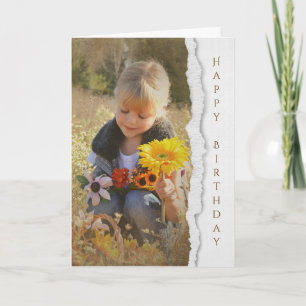 country kind met zonnebloem boeket kaart