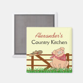 Country Kitchen- Boerderij Pig Gepersonaliseerd Magneet (Voorkant / Achterkant)